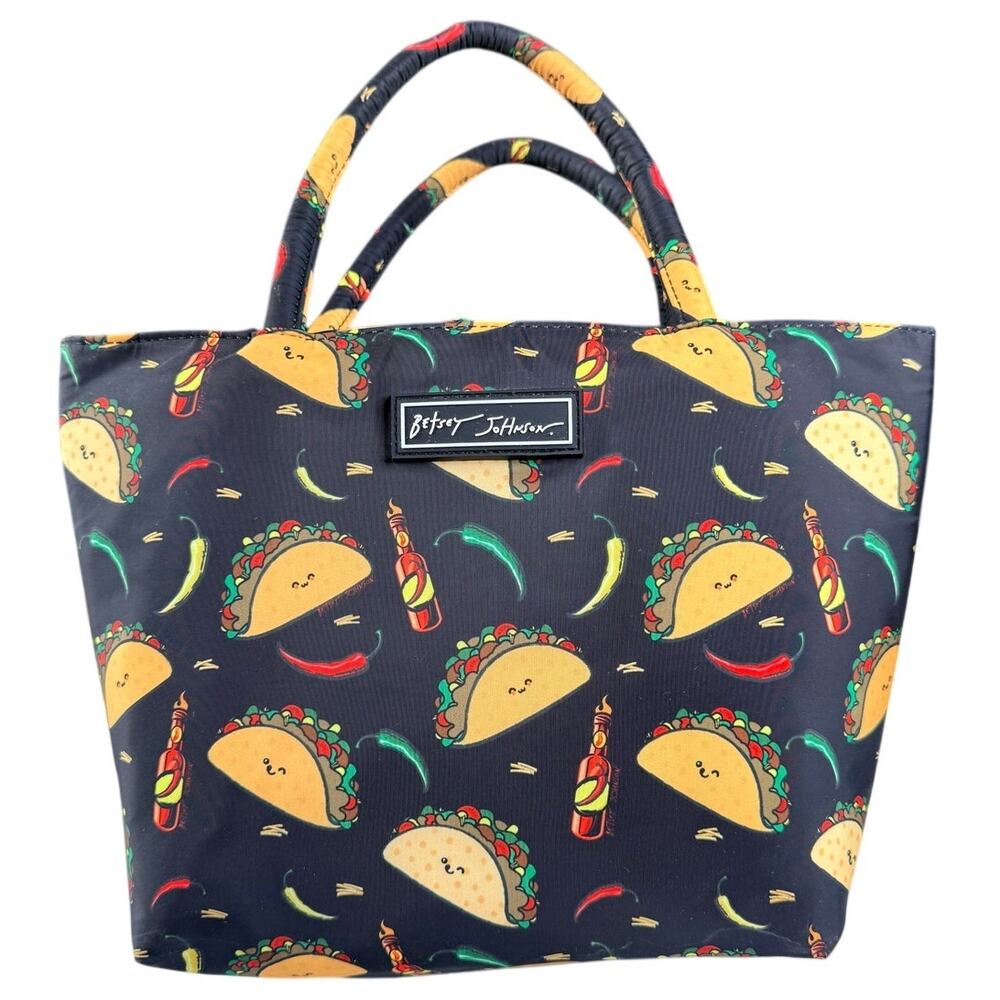 BETSEY JOHNSON Insulated Lunch Tote Tacos Peppers Hot Sauce Love At First Bite